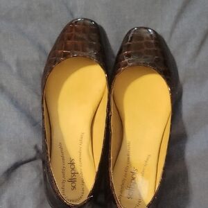 Softspots Brown Croc-Embossed Flats